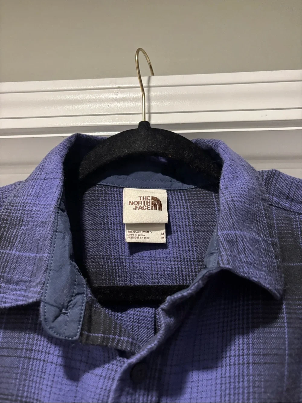 The North Face Arroyo Light Weight Button-Down Flannel Blue Black Plaid Size Med
